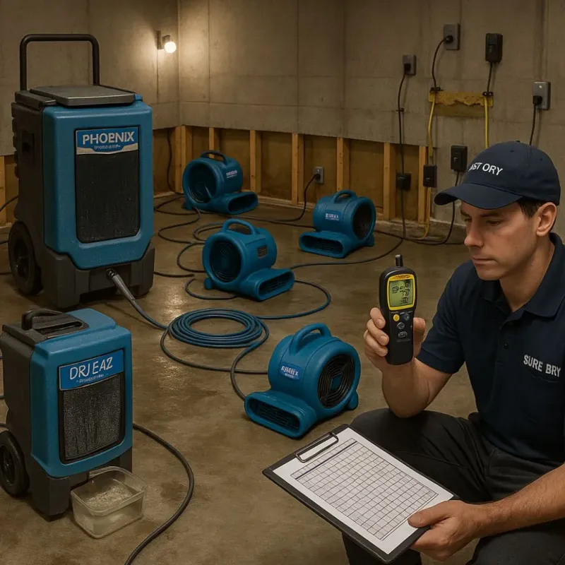 Structural Drying and Dehumidification process in North Falmouth, MA